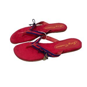Juicy Couture Red and Blue Stripe Flip Flop New Size 8